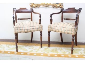 Pair Of  Vintage Armchairs With Solid Turned Legs