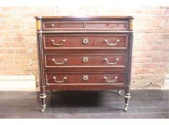 Beautiful EDELIFE Vintage Chest With Brass Trim, Hardware And Casters
