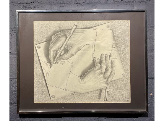Vintage MC Escher Drawing Hands Print