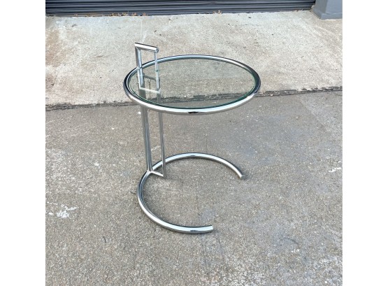Vintage Chrome And Glass Eileen Gray Style Side Table