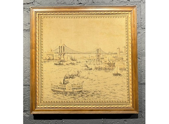 Early 20th Century NYC Brooklyn Bridge Tapestry