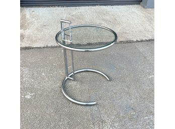 Vintage Chrome And Glass Eileen Gray Style Side Table