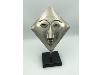 Vintage Metal Mask Sculpture