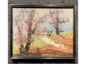 Vintage Morris Katz Abstract Landscape Oil Painting On Board
