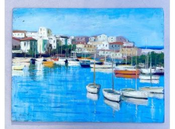 Listed Artist Nino Pippa Oil Painting On Board Titled Stintino Porto Minori