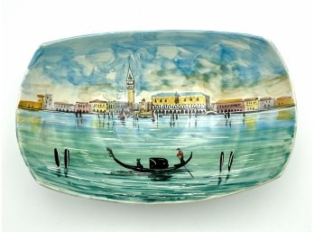 Vintage Italian Hand Painted Venice Scene Ceramic Dish