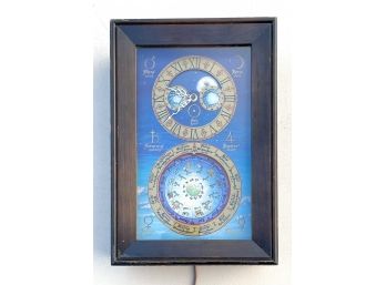 Vintage 1970s Electric Astrological Clock With Moon Dial And Zodiac Calendar By Mechtronics