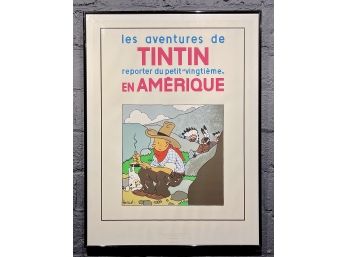 Vintage Limited Edition Herge Tintin In America Serigraph Poster
