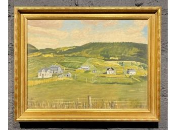 Vintage Landscape Oil Painting Titled And Signed Illegibly