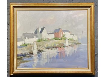 Vintage Shoreline Oil On Canvas Signed Illegibly Titled Bethany France