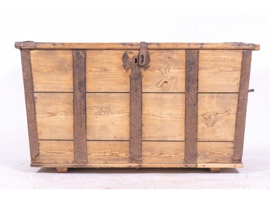 Antique Pine Chest With Iron Details