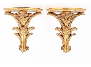 Pair Of Florentine Style Gilt-painted Sconce Shelves