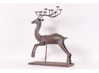 Sculptural Iron Reindeer Candelabra