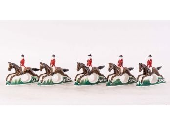 Collection Of Five Jockey & Racehorse Porcelain Napkin Rings