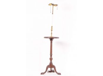 Brass Floor Lamp With Wooden Tray