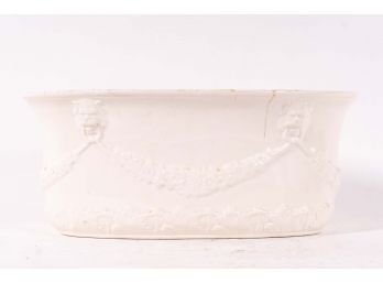 Antique Portuguese White Porcelain Basin