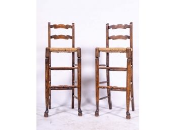 Pair Of Antique Ladder Back Bar Stools