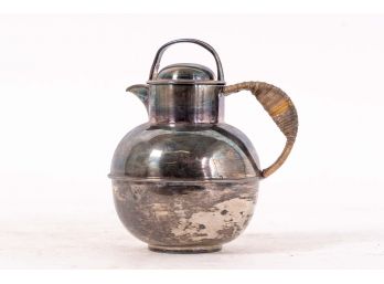 Silver Plated Pitcher With Rattan Handle