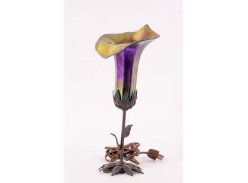 Art Nouveau Iridescent Calla Lily Form Table Lamp