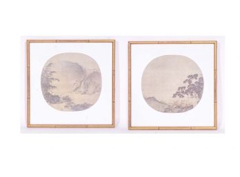 Pair Of Reproduction 12th & 13th Century Chinese Silk Paintings