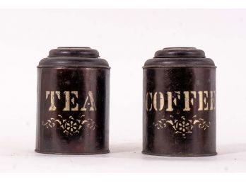 Black Painted Tin Coffee & Tea Canisters