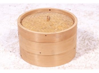 Trio Of Stacked Bamboo Steaming Baskets