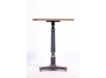 Pedestal Base Black Accent Table With Gold Details