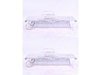Pair Of White Painted Tole Patio Loungers