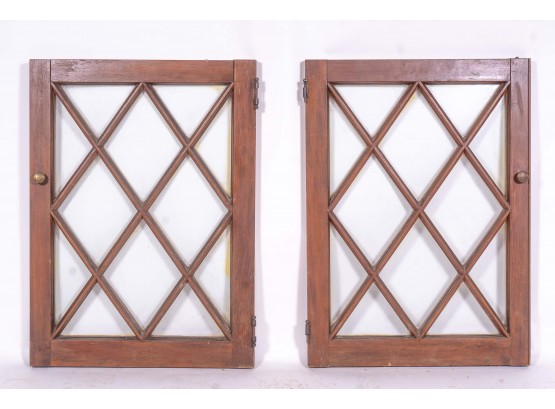 Antique Lattice Front Glass Cabinet Doors