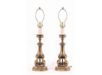 Pair Of Traditional Brass Table Lamps