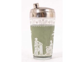Glass Cocktail Shaker Painted To Mimic Wedgwood Jasperware