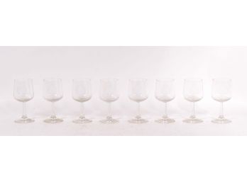 Set Of Eight Wine Glasses Etched With Yale University Coat Of Arms