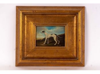 Antique Oil Painting Of A Greyhound Dog