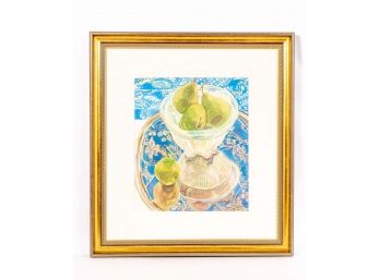 Signed Still Life Watercolor Of Pears