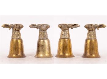 Set Of Four Brass Rabbit Form Cups
