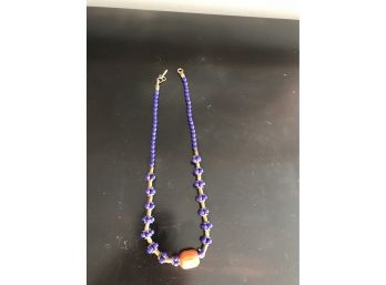 Neckless With Blue & Orange Beads