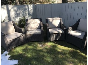 Four (4) Outdoor Patio Chairs   With Cushions By Suncast