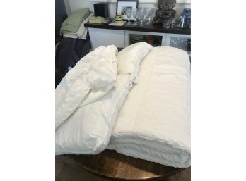 Queen Size White Comforter & Raplh Lauren Euro Pillows & White Dust Ruffle - Portugal