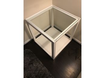 Crate & Barrel Parsons Table With Glass Top