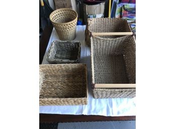 Five(5) Assorted Wicker Baskets
