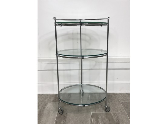 Round Glass And Chrome Rolling Rack
