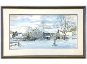 Framed Lithograph Winter Watercolor Signed And Numbered Jack Wemp