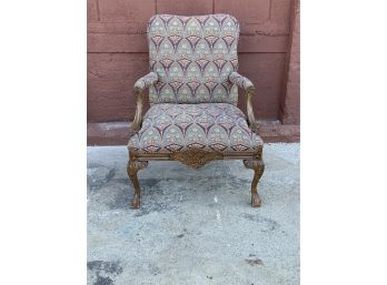 Upholstered Wood Carved Arm Chair