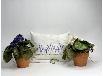Faux African Violets And Pillow