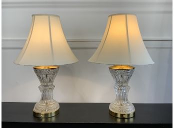 Pair Of Cut Crystal Table Lamps