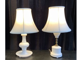 Two Small Milk Glass Lamps