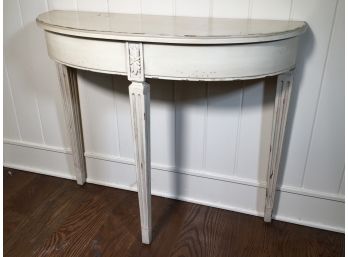 Lovely Whitewashed Demi Lune / Console Table By ETHAN ALLEN - Nice Lightly Worn Finish