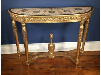 Spectacular Paint Decorated Italian Neo Classical All Hand Painted Demi Lune Table - Fantastic Decorator Piece