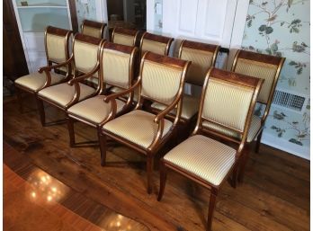Incredible Set Of Ten (10) Inlaid & Banded Chairs By PARAMOUNT - Paid Over $8,000 - Fabulous Upholstery