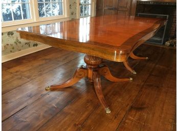 Phenomenal Double Pedestal Dining Room Table By PARAMOUNT - Fine Quality - Banded & Inlaid - Retail $7,500